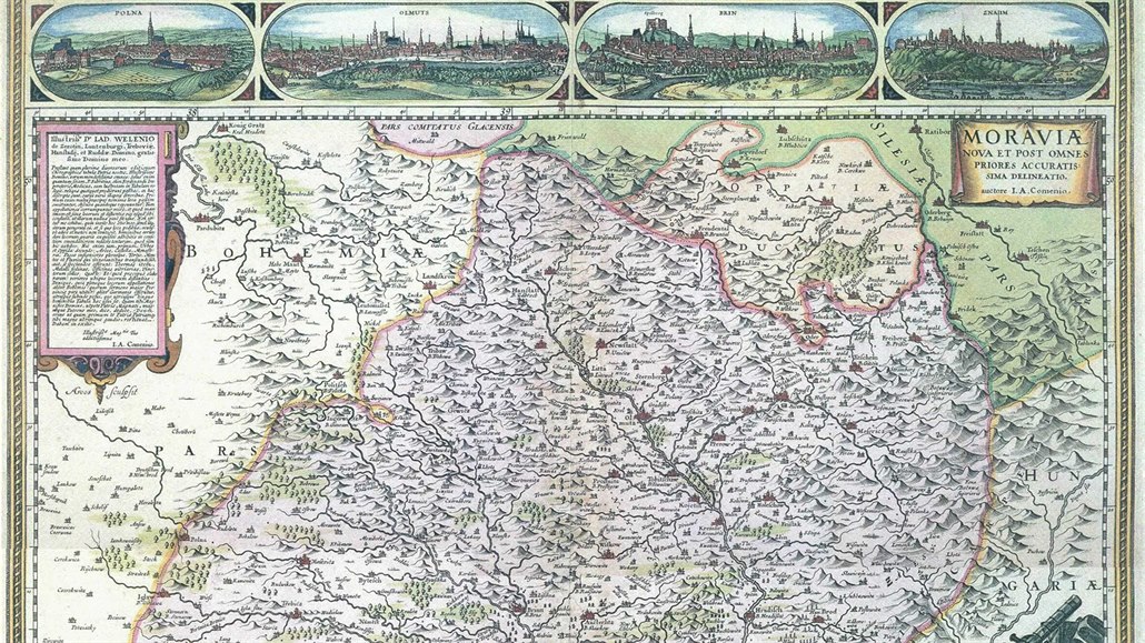 Mapa Moravy vytvořená Janem Amosem Komenským