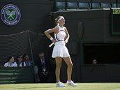 Petra Kvitová prohrála úvodní set v prvním kole Wimbledonu.
