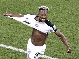 Costa Rica's Kendall Waston celebrates after scoring his side's first goal...