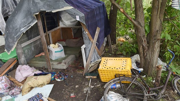 Následky útoku na romský tábor nedaleko Lvova (26. června 2018)