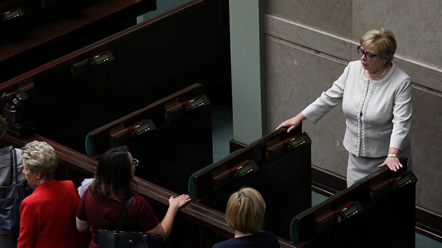 Pedsedkyn polskho nejvyho soudu Malgorzata Gersdorfov v parlamentu (3. ervence 2018)