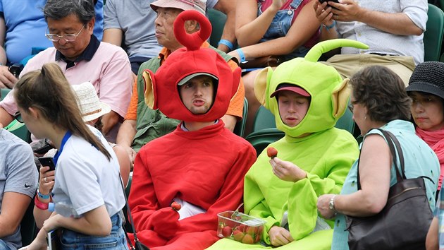 Fanouci si na Wimbledonu pochutnvaj na tradinch jahodch.