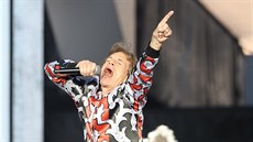 Mick Jagger na koncertu Rolling Stones v praských Letanech 4. ervence 2018