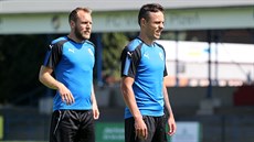 Fotbalový ofenzivní zálo�ník Jaroslav Navrátil (vpravo) na tréninku Plzn�.