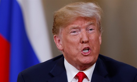 Donald Trump b�hem setkání s Vladimirem Putinem v Helsinkách (16. �ervence 2018)