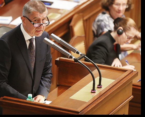 Premiér Andrej Babiš hovoří k poslancům před hlasováním Sněmovny o důvěře...