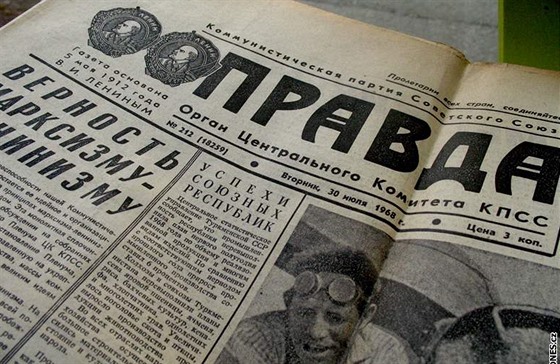 Moskevská Pravda z 30. července 1968 s dopisem 99 pragováků a jejich podpisy