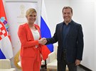 Chorvatská prezidentka Kolinda Grabarová-Kitaroviová se spolen s ruským...