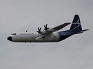 A Lockheed Martin aircraft flies at the Farnborough Airshow,, in Farnborough