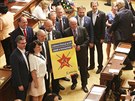 Poslanci KDU-ČSL před středečním hlasováním Sněmovny o důvěře vládě premiéra...