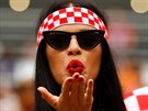 PUSU PRO TSTÍ. Chorvatská fanynka ped finále mistrovství svta v Rusku.
