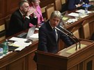 Poslanec SSD Roman Onderka pi rozprav ped hlasováním o dve vlád (12....