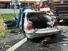 Snímek z místa tragické nehody, při níž u odbočky na Bohuňovice na tahu mezi...