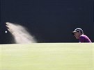 Padraig Harrington pi tréninku na britské The Open na skotském hiti...