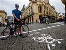 Dopravn znaen zakazujc vjezdu cyklist v Praze 1. (12.7.2018)