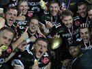 Prague Black Panthers slaví zisk Czech Bowlu.