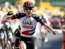Irský cyklista Daniel Martin triumfáln projídí cílem esté etapy Tour de...