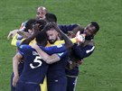 Francouztí fotbalisté se radují z postupu do finále mistrovství svta.