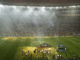 Stadion Lužniky ve víru oslav mistrů světa z Francie.