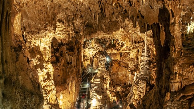 Pohled na Dóm gigantů, který je největším prostorem návštěvnických tras Javoříčských jeskyní. Je téměř 60 metrů dlouhý, 36 metrů široký a až 18 metrů vysoký.