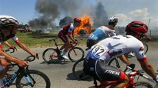 Momentka z esté etapy Tour de France.