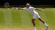 výcarský tenista Roger Federer ve tvrtfinále Wimbledonu.