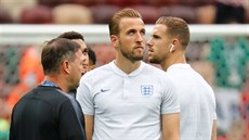 Anglický kapitán Harry Kane se soustedí ped soubojem s Chorvatskem.