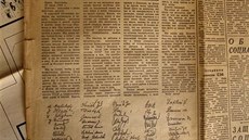 Moskevsk� Pravda z 30. �ervence 1968 s dopisem 99 pragov�k� a jejich podpisy