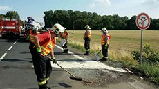 Snímek z místa tragické nehody, při níž u odbočky na Bohuňovice na tahu mezi...