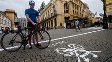 Dopravní značení zakazující vjezdu cyklistů v Praze 1. (12.7.2018)
