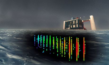 Neutrinová observato IceCube je umístna v hloubkách zhruba od 1,5 do 2,5...