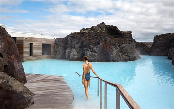 Luxusní hotel The Retreat v Blue Lagoon nedaleko islandského Reykjavíku.