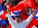 Prezident Nikaraguy Daniel Ortega na manifestaci k 39. výroí sandinistické...