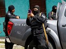 Nikaragujské bezpenostní sloky po zásahu proti demonstrantm