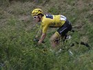 Geraint Thomas ve lutém dresu pro lídra Tour de France.