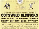 Plakát na Cotswold Olimpick Games hrd uvádí jméno zakladatele her Roberta...