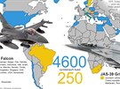 Mapa uivatel letoun F-16 a Gripen