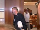 Obalovaný Tomá epka u Mstského soudu v Brn (26. 7. 2018)