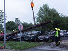 Vyvrácený strom poblí odletové haly Letit Leoe Janáka Ostrava v Monov na...