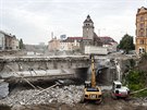 Bourn mostu v Komenskho ulici v centru Olomouce. Pochz z roku 1941.