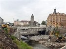 Bourn mostu v Komenskho ulici v centru Olomouce. Pochz z roku 1941.