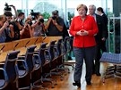 Nmecká kancléka Angela Merkelová dorazila na tradiní letní tiskovou...