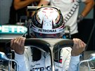 Lewis Hamilton pi tréninku na Velkou cenu Nmecka formule 1.