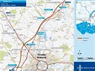 Dálnice D11 dosud končila na meziúrovňové křižovatce v Kuklenách (na mapě...