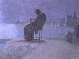 Alfons Mucha: Smrt Komenského v Naardenu (1670), (1918, vaječná tempera, olej,...