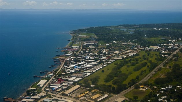 Letecký pohled na Honiaru, hlavní město Šalamounových ostrovů