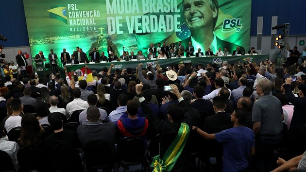 Brazilský senátor Jair Bolsonaro oznámil v Rio de Janeiru svou prezidentskou kandidaturu. (22. července 2018)