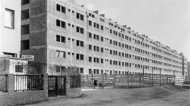 Rozestav�n� blok dom� na pra�sk� Pankr�ci, kter� byl budov�n v r�mci akce 2000 mal�ch byt�. (1939)