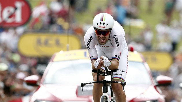 Tom Dumoulin bhem asovky na Tour de France.