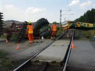 U Písku se srazil osobní vlak s traktorem. (31. ervence 2018)